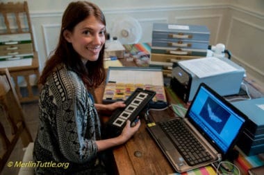 Teresa Nichta working on bat scan project with merlin